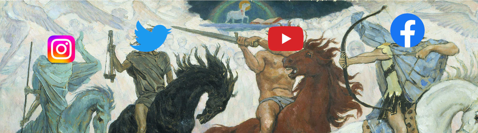 A painting of the four horsemen of the apocalypse.
